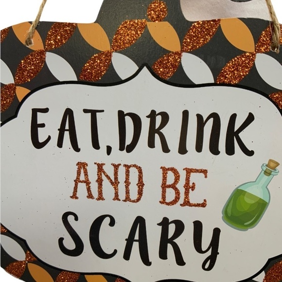 Halloween Decoration Eat Drink and Be Scary Wall Hanging Halloween Decor - Picture 2 of 5